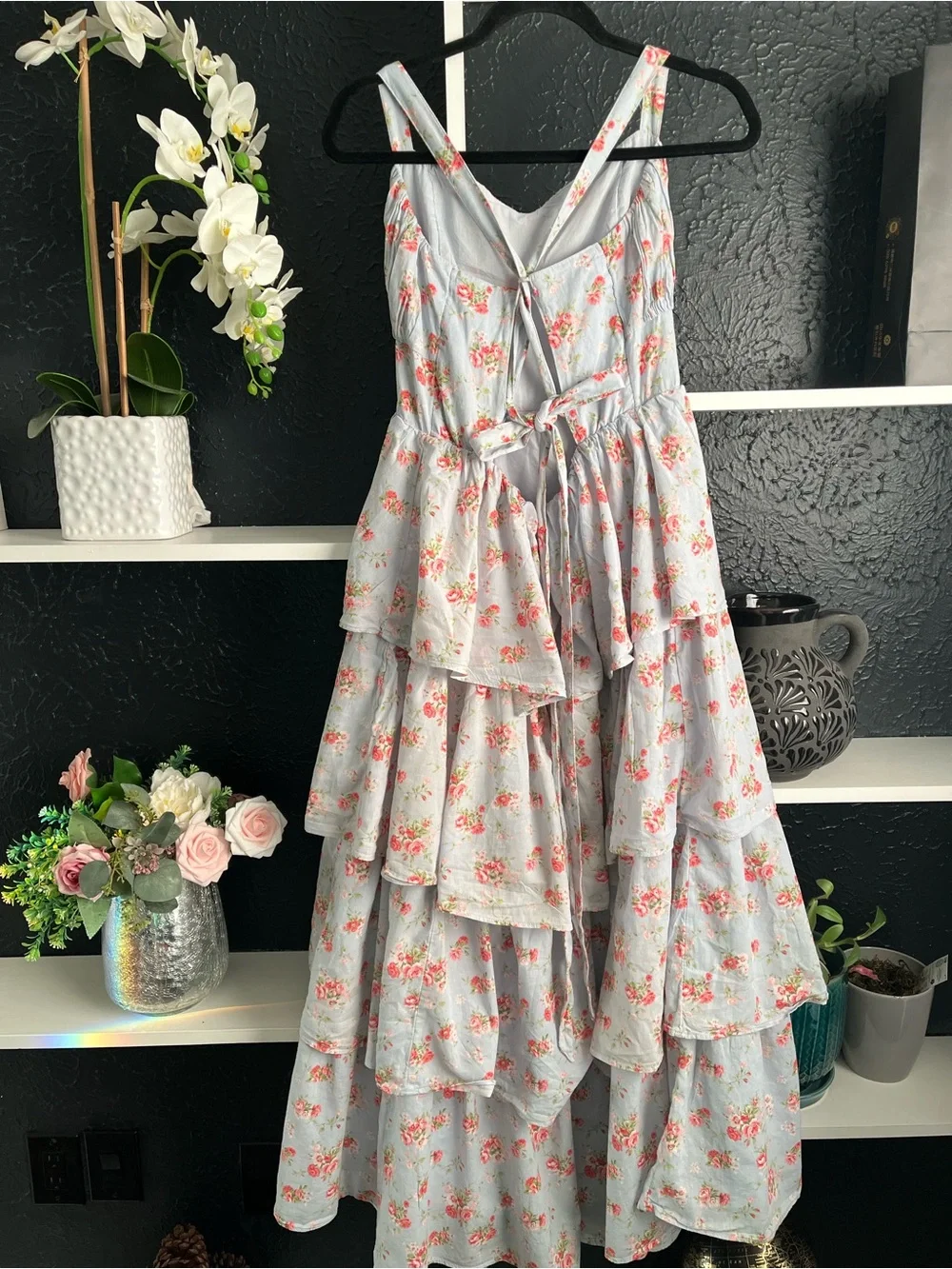 Abercrombie & Fitch Light Blue Floral Tiered Maxi Dress L